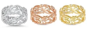 Filigree Ring New .925 Sterling Silver Wide Cutout Band - Picture 1 of 7