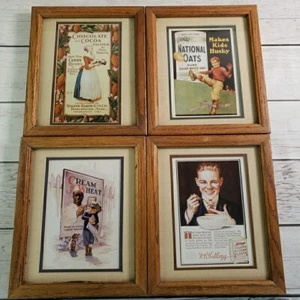 1920s Cream Of Wheat Kellogg National Oats Cereal Cocoa Vintage Print Ads Framed - Picture 1 of 10
