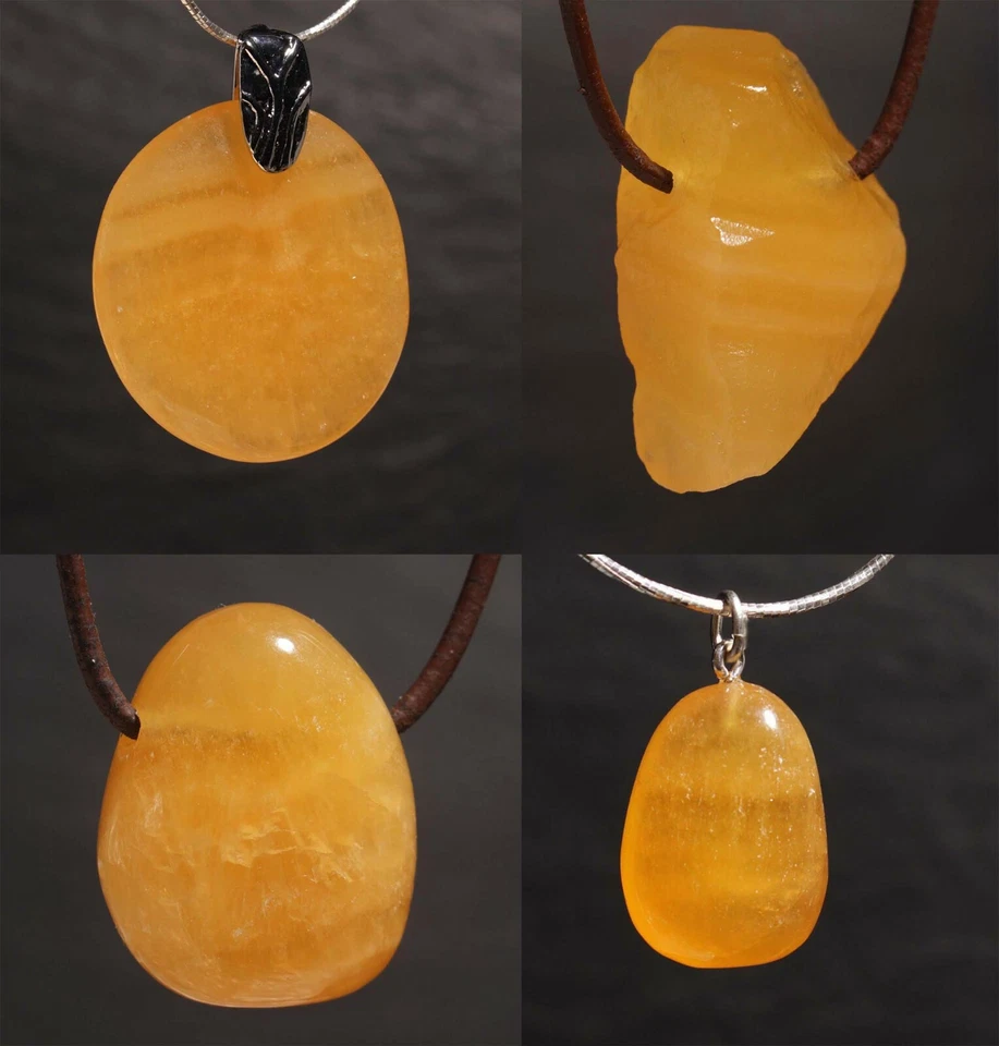 Unikat Edelstein Anhänger mit Orangencalcit für Kette und Band Steinschatz - Bild 1 von 1