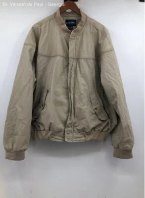 Chaqueta Bomber Puritan Caqui Vintage Cremallera Forrada de Malla - Talla L Foto 1 de 4