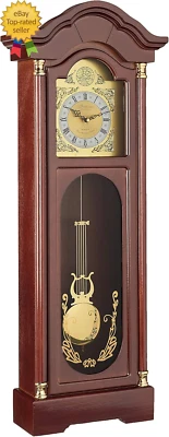 Antique Cherry Oak Finish Chiming Wall Clock with Roman Numerals - Image 1 of 4