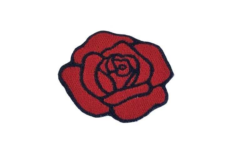 Patch ecusson brode broderie thermocollant fleur rose motard biker - Photo 1/1