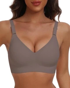 Women's Wirefree Full Coverage Plus Size Seamless Bra Coffee 3XL B20 - Picture 1 of 4