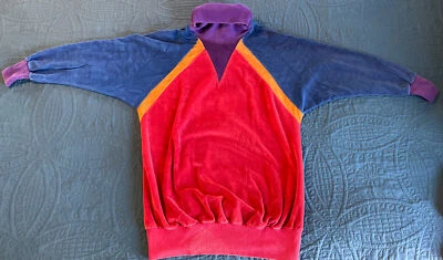 Hippie 80’s Woman’s Velour Tunic  Pullover, Turtleneck, Long Sleeve, Color Block - Image 1 of 4