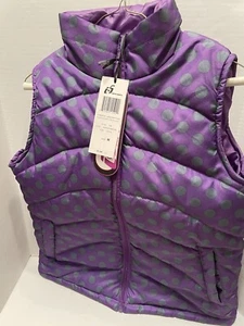 Plum And Navy polka Dot light weight Quilted Vest Women’s Size M New With Tags - Picture 1 of 10