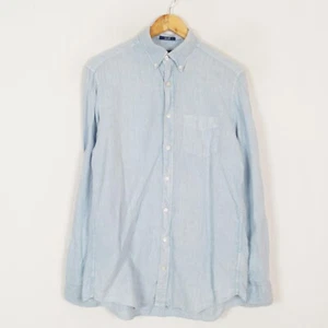 GANT THE LINEN Men Shirt Size M Regular Fit Blue Button-Down Collar - Picture 1 of 10