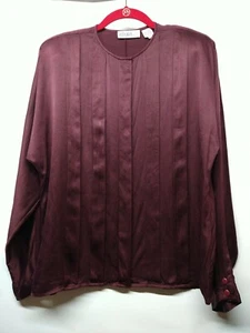 Spitalnick &Co Vintage Silk Blouse Size 12 Burgundy 064 - Picture 1 of 4