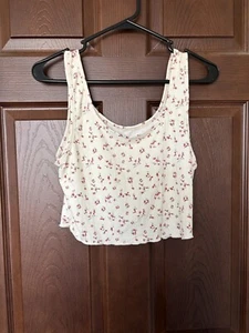 Fresral Silky Cropped Tank Top, Women's Ribbed, Multicolor, Stretch, sz L - Picture 1 of 3