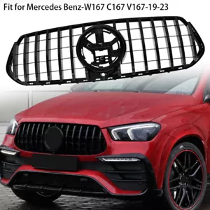 GT Style Front Grille Gloss Black For Mercedes GLE Class W167 C167 V167 2019-up - Picture 1 of 13
