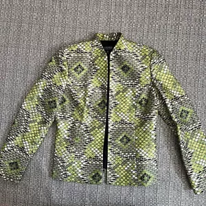 Women's Kasper Light Green Multi Color Fully Lined Open Jacket/Blazer Size 4P - Picture 1 of 10