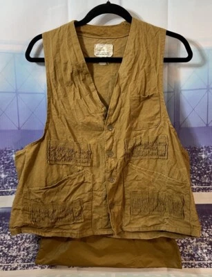 American Field Sportswear Hunting Vest Khaki Button Small Game Bag Pockets 44” - Image 1 of 4