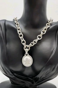 Judith Ripka Rolo Sterling Silver Chain Necklace & Pendant 114g 18 Inch - Picture 1 of 9