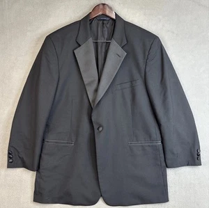 Vintage Brooks Brothers Mens Blazer 46R Black Wool Tuxedo Suit Jacket Sport Coat - Picture 1 of 11