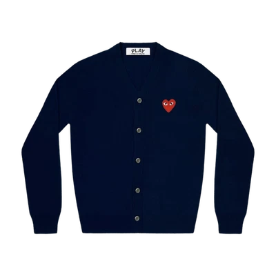 Cárdigan Play Comme des Garcons Rojo Corazón Tejido Azul Marino Foto 1 de 2