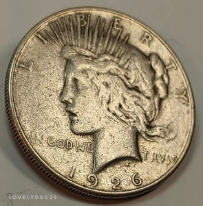 1926-S Silver Key Date Peace Dollar Coin Lovely Dirty Silver Circulated Good - Picture 1 of 9
