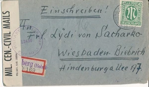 Germany 1946 Schonberg regst USA MILITARY CENSORSHIP 12430 very RARE Label - Picture 1 of 2