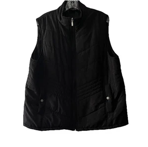 Jane Ashley Women's Plus Size 2X Black Quilted Zip Up Vest Pockets Cozy Warm - Picture 1 of 6