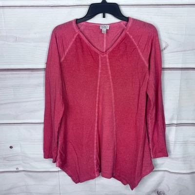 ЛОГОТИП от Lori Goldstein верхний женщин XS оранжевый выгорания футболка v-образным вырезом вафельная вязка - Изображение 1 из 4