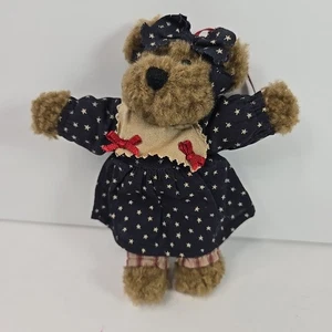 Boyds Bears Oso Marrón Adorno Rojo Blanco Azul Vestido Estrellas Peluche 6" - Imagen 1 de 9