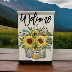 Spring Garden Flag Welcome flag Sunflower Welcome Flag 12x18 Double - Picture 1 of 1
