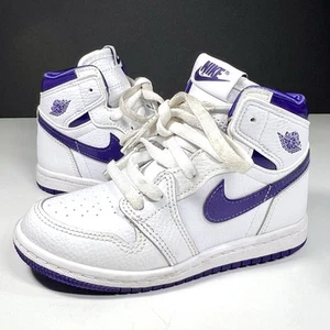 Nike Air Jordan 1 Retro High Court Purple Sneakers Size YOUTH 9C CU0450-151 - Picture 1 of 13