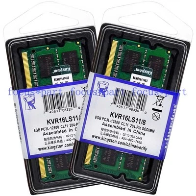 Kingston 16 GB (2x 8 GB) PC3L-12800 Laptop SO-DIMM DDR3L-1600 MHz Memory 204-pin - Image 1 of 4