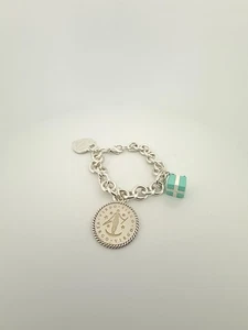 Tiffany & Co Sterling Silver Charm Bracelet With Gift Box, Virgo And RTT Heart - Foto 1 di 6