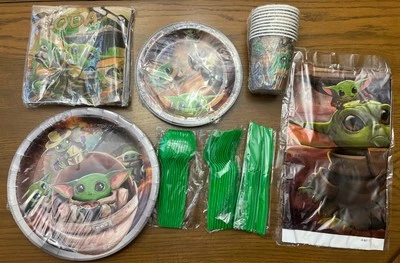 Star Wars Cumpleaños Fiesta Decoración Plato Globo Bebé Yoda Banner Vajilla Set Foto 1 de 4