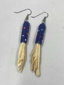 Pendientes Maíz Maíz Indio Navajo Nativo Americano Azul Semilla Cuentas Cuelgan - Imagen 1 de 3