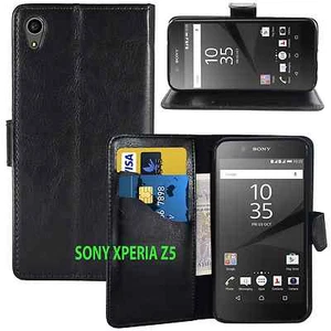 BLACK WALLET CARD SLOT stand GEL CASE FOR SONY X XA XA1 XA2 M5 M4 E5 Z5 Z3 XZ Z1 - Picture 1 of 11