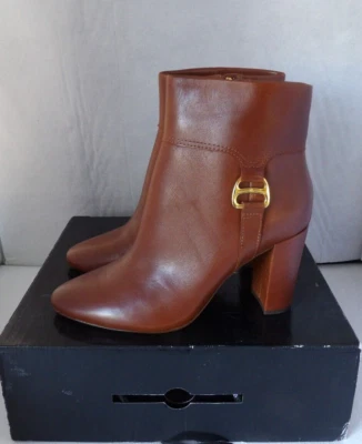 NUEVO SIN CAJA Auténticas Botas Polo Ralph Lauren MCKAY Cuero Tostado con Logo Tono Dorado 9.5 B Foto 1 de 4