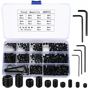 Set Screws Assortment Kit, 400 Pcs M3/M4/M5/M6/M8 Allen Head Hex Socket Grub Scr - Picture 1 of 12