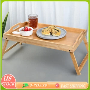 Bamboo Bed Tray with Folding Leg Rest Serving Tray Folding Tray Home US - Picture 1 of 10