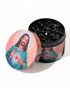 50mm Halo Peace Love Nostalgia - 4Part Metal Tobacco Magnetic Grinder Funny Gift - Picture 1 of 8