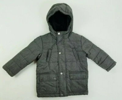Rothschild 24M Boys Charcoal Gray Long Sleeve Puffy Zip And Snap Hooded Jacket - Imagem 1 de 4