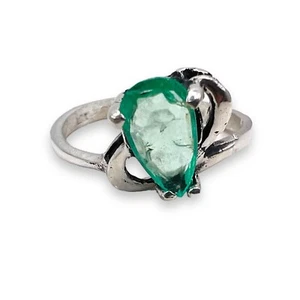 Natural Green Emerald 925 Sterling Silver Woman Ring Size 4.75 LA5147 - Picture 1 of 15