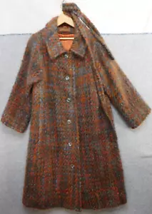 Abrigo largo con cinturón de mohair Bernat Klein para mujer S multicolor años 60 pieza de museo - Imagen 1 de 24