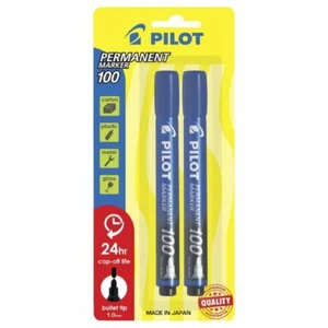 Pilot Permanent Marker 100 Blue Bullet Tip Xylene Free 2 Pack SCA-100 - Picture 1 of 1