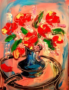 BLUMEN ROSEN Moderne Abstrakte Landschaft Zeitgenössische Original Kunst HUOeYG - Bild 1 von 1