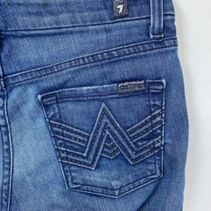 Seven 7 For All Mankind Jeans Womens 25 dark Blue Denim Flare 'A' Pocket - Picture 1 of 5