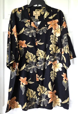 Camisa Hawaiana JAMAICA JAXX Negra Tropical Floral Seda Mangas Cortas Para Hombre XL Foto 1 de 4
