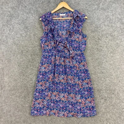 Vestido Jag para mujer 12 azul floral sin mangas cintura elástica seda cuello en V cambio 37404 Foto 1 de 4