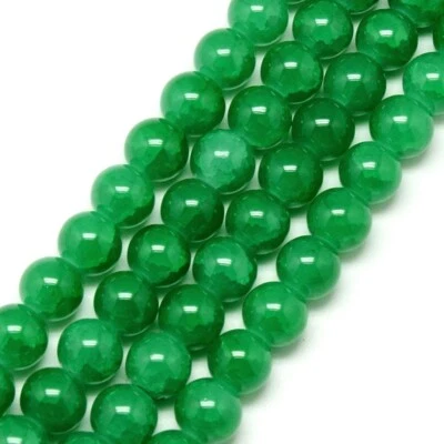 Crackle Glass Beads Painted Green 8mm Dia - 1 Strand/100pcs - Jewellery Making - Image 1 of 3