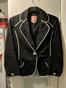 TED BAKER LADIES BLACK & WHITE COTTON JACKET. SIZE 3 (M). Cute Office Jacket - Picture 1 of 6