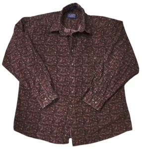 Pendleton Button Up Shirt Mens Large Brown Heavy Soft Cotton Long Sleeve Bears - Picture 1 of 2