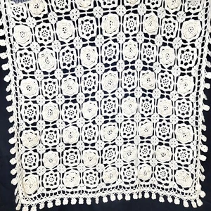 Ganchillo vintage afgano hecho a mano con flecos de flores 80x46 - Imagen 1 de 4