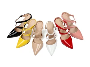 Ladies Pointed Shoes Synthetic Leather High Heels Strappy Sandals UK Size S058 - Picture 1 of 27