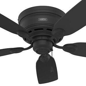 Hunter Fan 42 inch Low Profile Matte Black Ceiling Fan w Pull Chain and 5 Blades