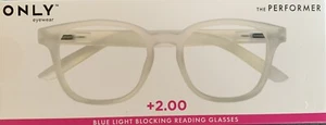 NEW ONLY Eyewear the PERFOMER +2.00 Blue Light Blocking Lens Glasses CLEAR FRAME - Picture 1 of 2