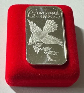 Barra de plata Madison 1989 1 oz 999 como nueva arte navideño - Imagen 1 de 4